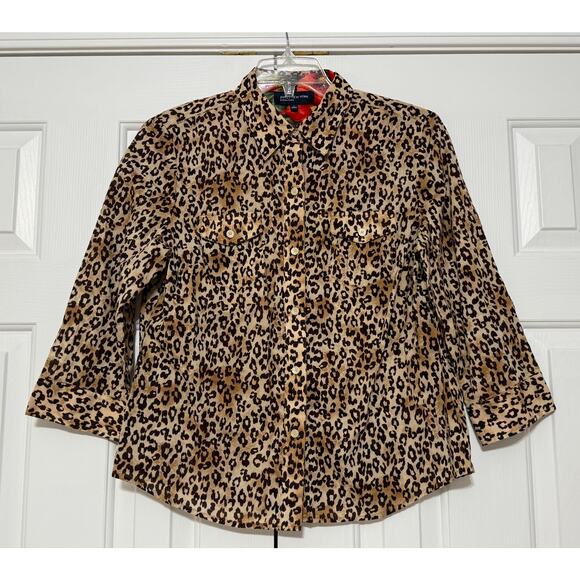Jones New York Signature Animal Print Blouse, Size L - Picture 1 of 6